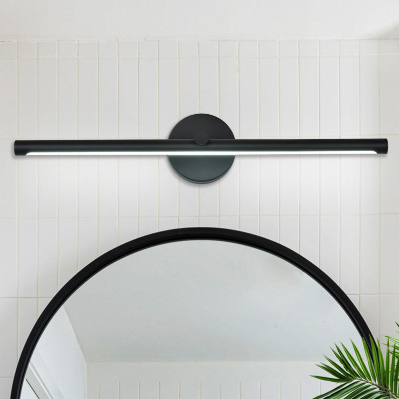 Barre d'éclairage de salle de bain 1 lumière DEL Nafissa à intensité variable 24W, Noir