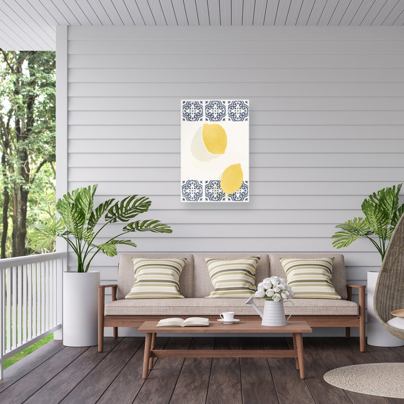 Yuyu Pont Lemons And Azulejos Outdoor  Canvas, H 12 po x l 19 po