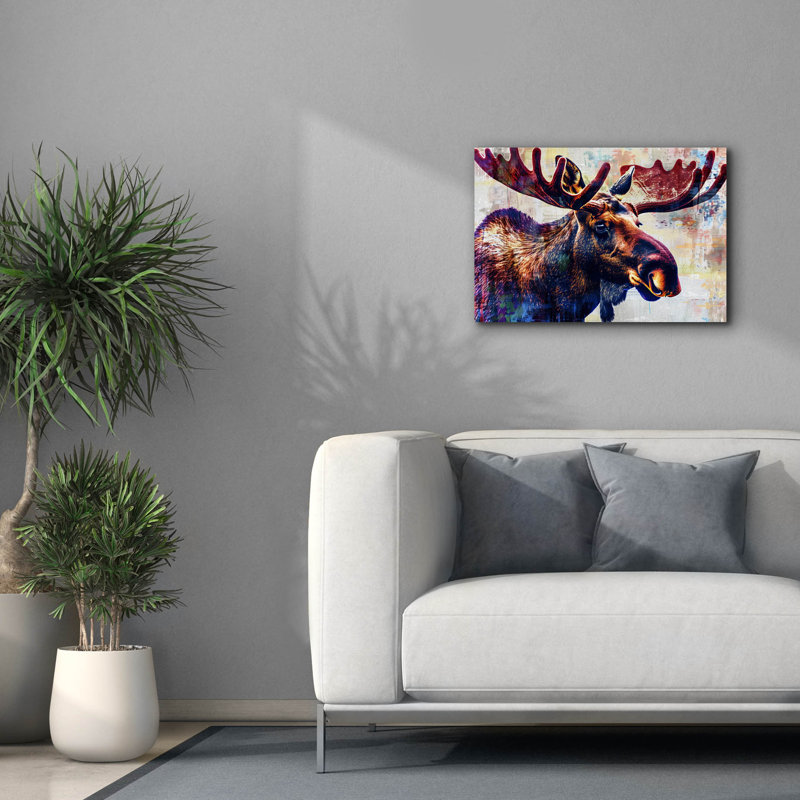 «Moose Head» par Andreas Magnusson, art mural sur toile, 54 po x 40 po, H 18 po x l 26 po x P 0,75 po
