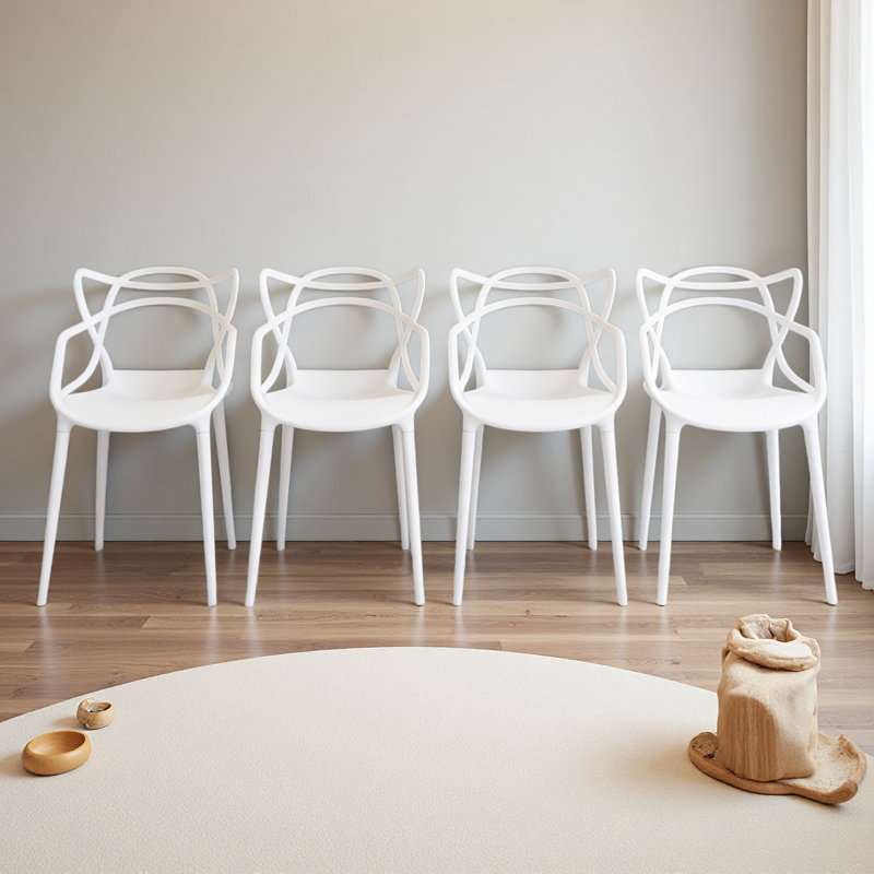 Chaise en plastique 4 pièces, Blanc