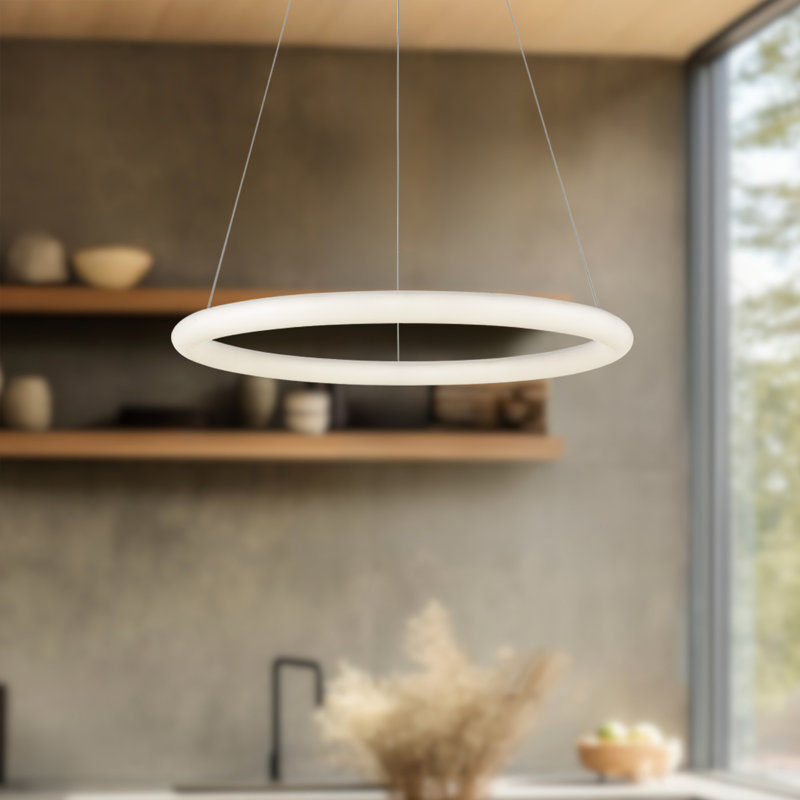 1 - Light LED Pendant, 2.5" H x 23.88" W x 23.88" D