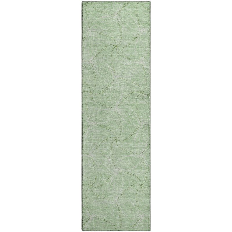 Premium Machine Washable Prisco Mint Rug, Runner 2'3" x 7'6"