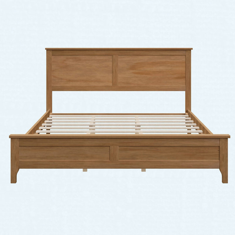Grand lit plateforme moderne en bois massif avec support de lattes robuste, sans sommier tapissier, Queen