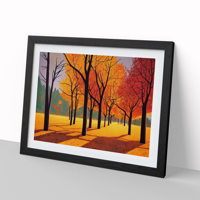Mesmerizing Autumn Forest - Single Picture Frame Painting, 46cm H x 64cm W x 2cm D, Black