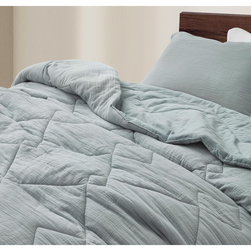 Skye Cotton Gauze Thin Comforter Set, Blue, King Comforter + 2 King Shams