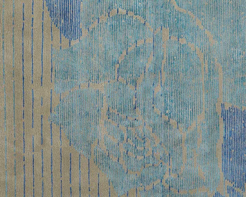 Lux Rose Floral Area Rug in Blue/Taupe, Rectangle 2' x 3'