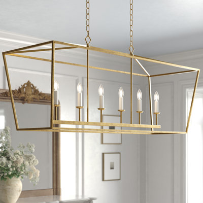 Callie 49" L 6-Light Dimmable Steel Linear Island Chandelier with Sloped Ceiling Compatibility