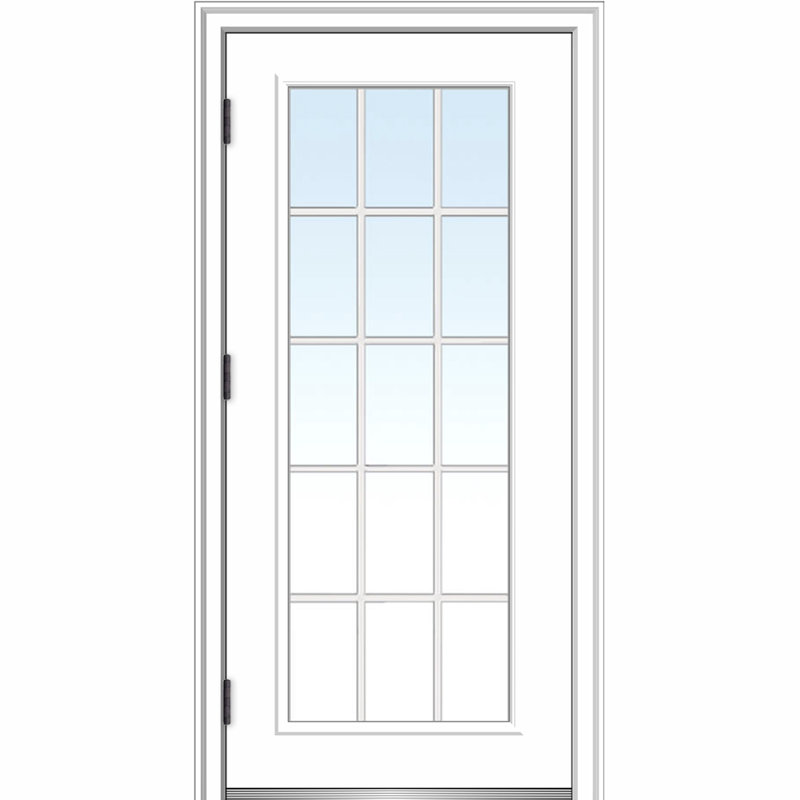 Porte d'entrée interne pré-montée en verre apprêté, H 80 po x l 30 po x P 1,75 po, Côté droit / vers l'extérieur, 4,56 po