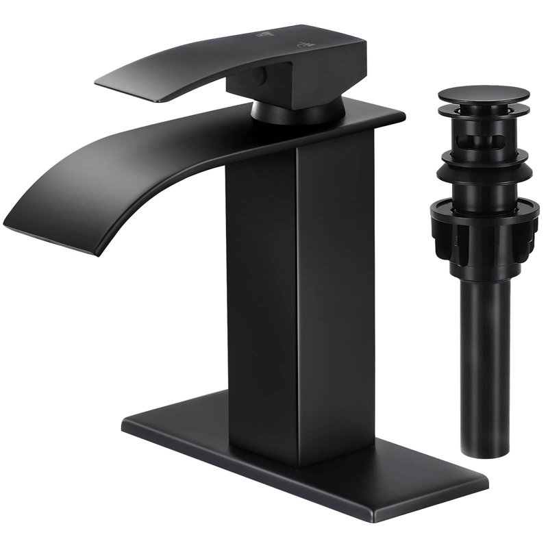 Freestanding Single-handle Bathroom Faucet with Drain Assembly, Matte Black