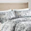 Édredon 3 pièces en coton bleu très grand / très grand - imprimé floral, rembourrage, preuve, 2 taies décoratives très grandes, preuve botanique
