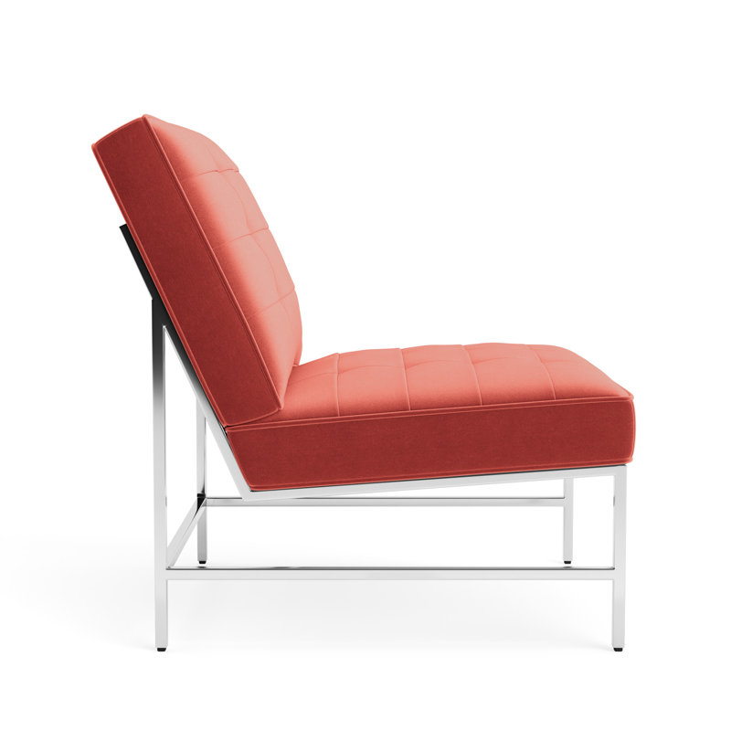 Major Chair, Performance Velvet - Sienna, Polished Stainless Steel