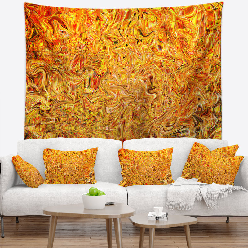 Tapisserie texturée jaune, H 78 po x l 92 po