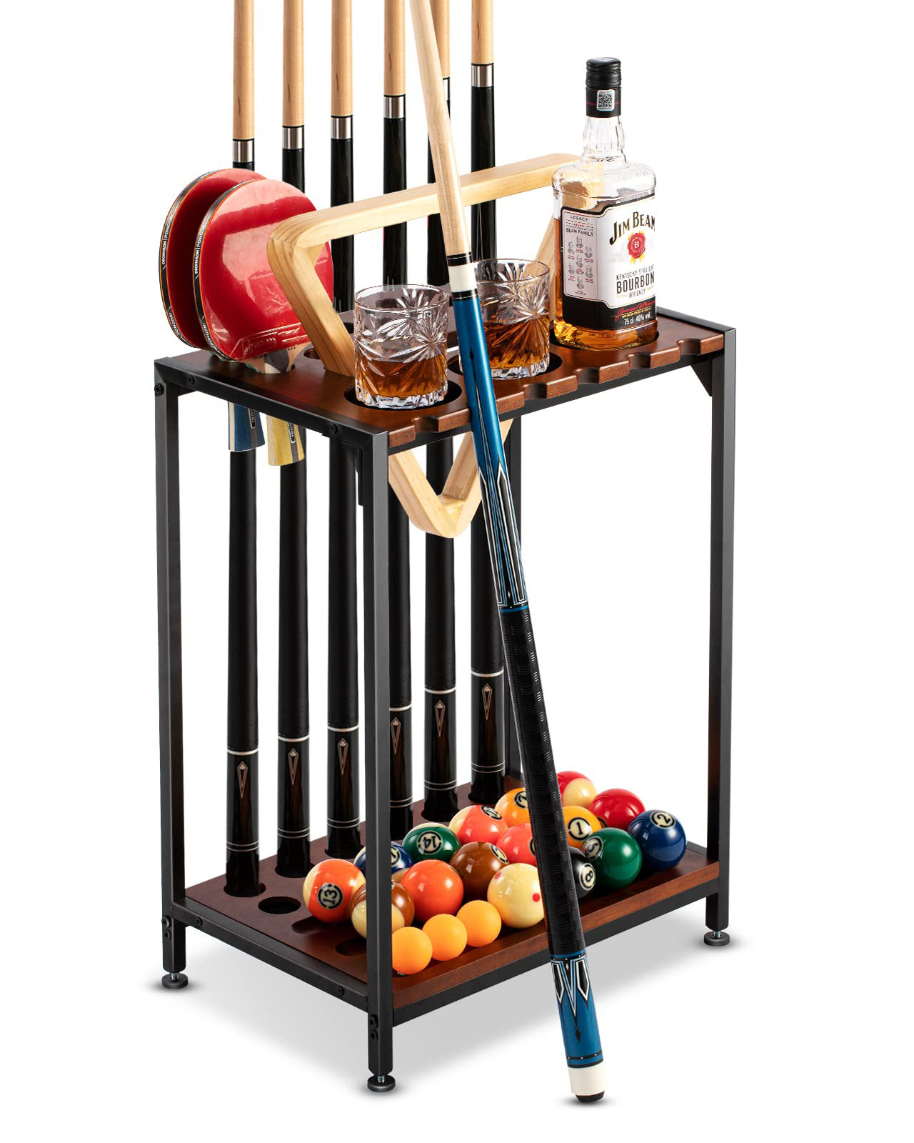 KOVOME Solid Wood Pool Cue Rack Wayfair