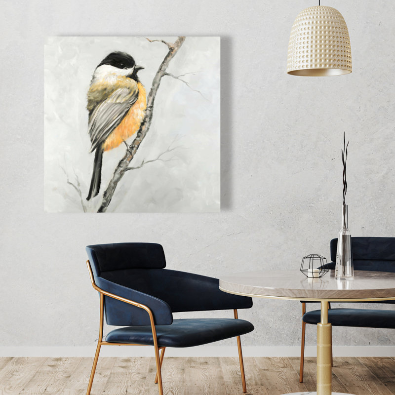 Petite mésange charbonnière - Toile beige pour décoration intérieure