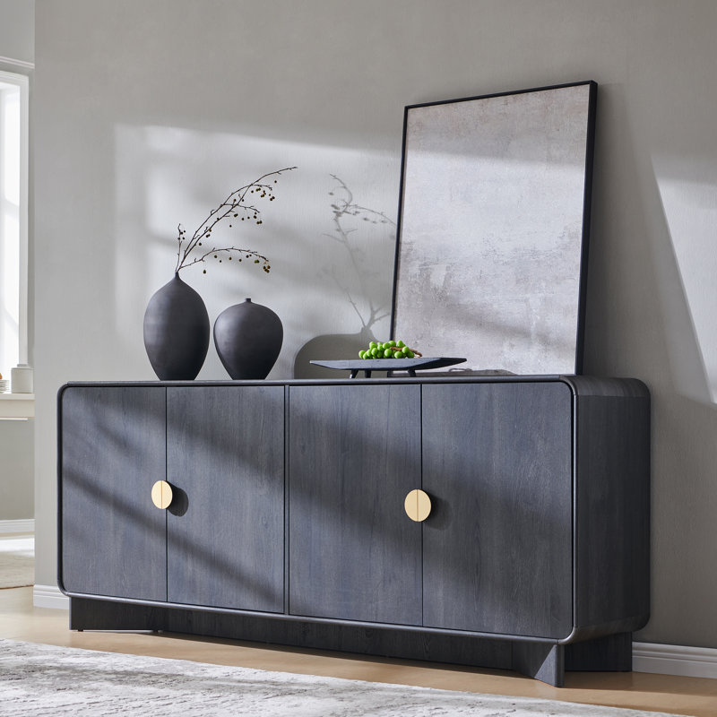 Grande armoire de rangement 70 po avec 4 portes et tablettes réglables Modern, Gris