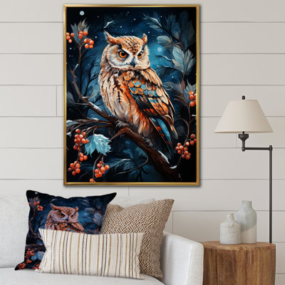 Starry Night Owl Guardian I - Owl Animal Wall Art
