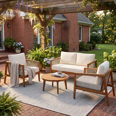 Outdoor 4-Piece Sofa Set with Cushions