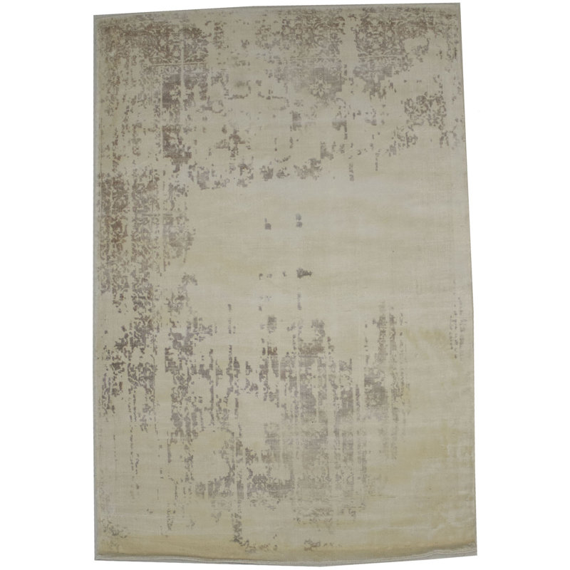 Tapis oriental beige tissé à la main Rectangle