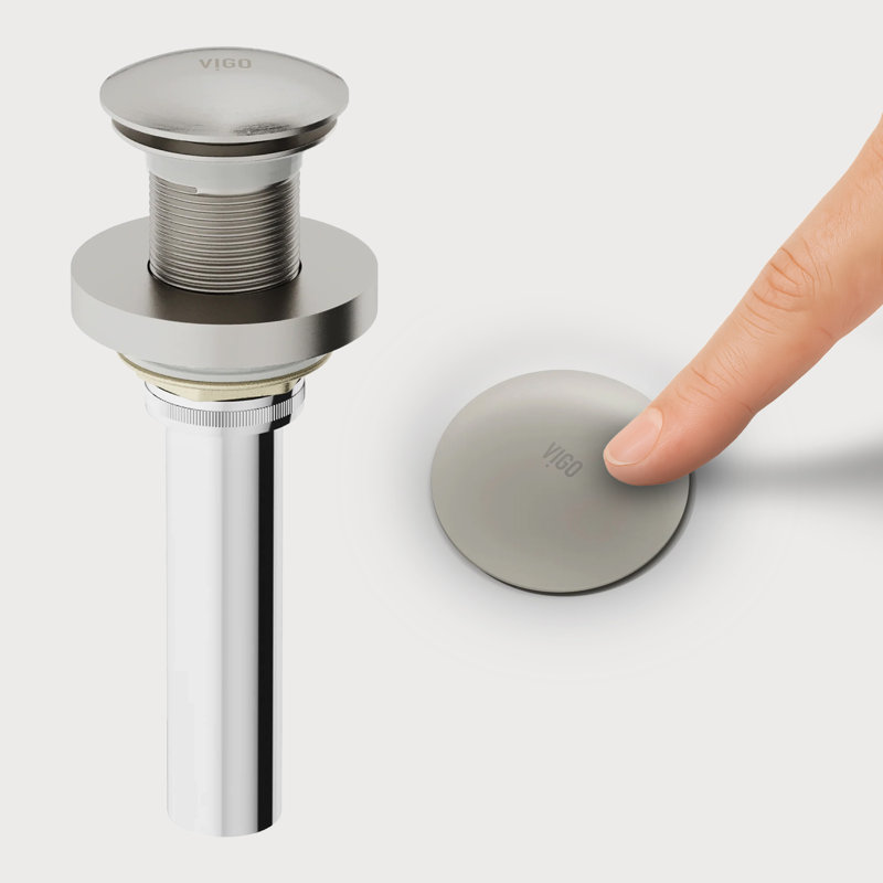 Bonde escamotable de lavabo de salle de bain, Nickel brossé