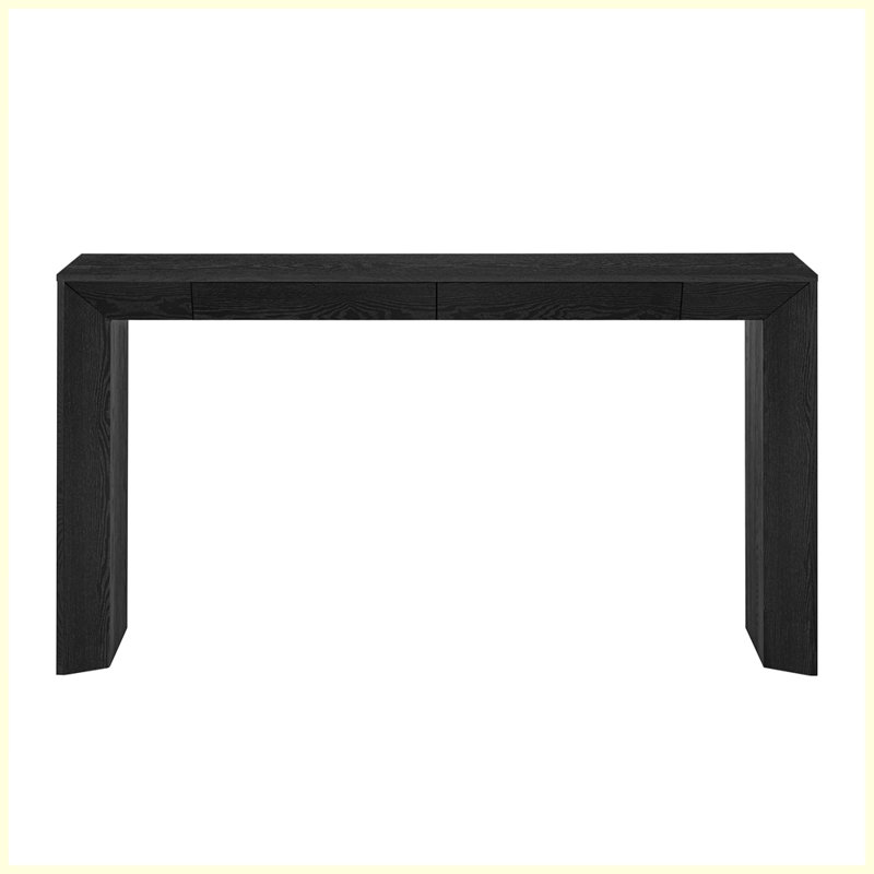 Modern Farmhouse Console Table with 2 Concealed Drawers for Living Room, Black