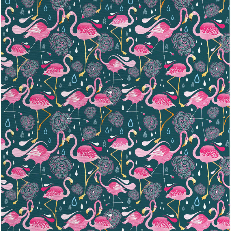 Tissu flamant roses, l 58 po x L 72 po