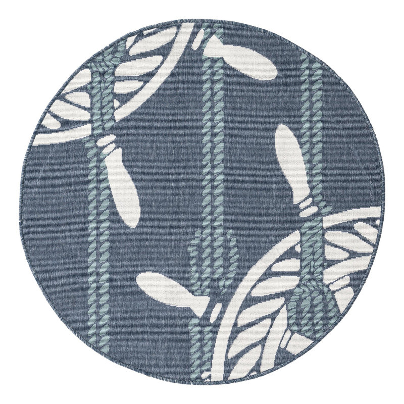 Bethzy Striped Indoor / Outdoor Rug, Round 4'