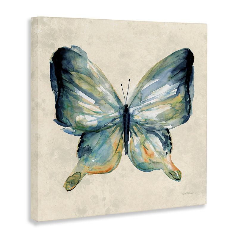 Papillon audacieux sur toile verte, design par Carol Robinson, H 17 po x l 17 po