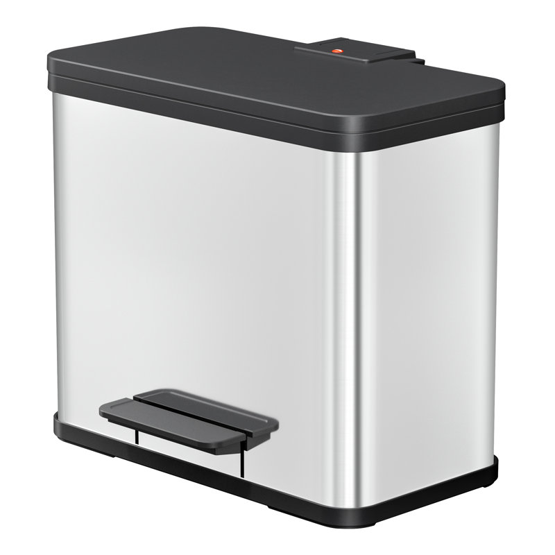 Step On Rubbish Bin, Black/Stainless Steel, 26 L.