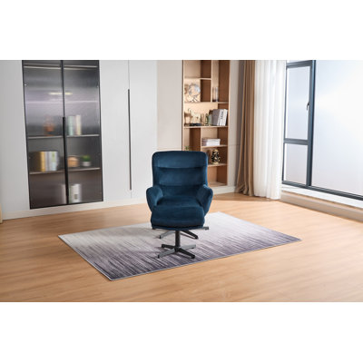 Watseka Velvet Swivel Armchair with Footstool