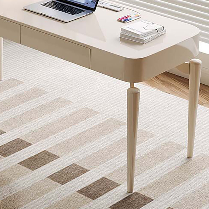Cream White Minimalist Desk