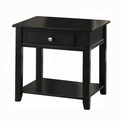 Black End Table With Bottom Shelf