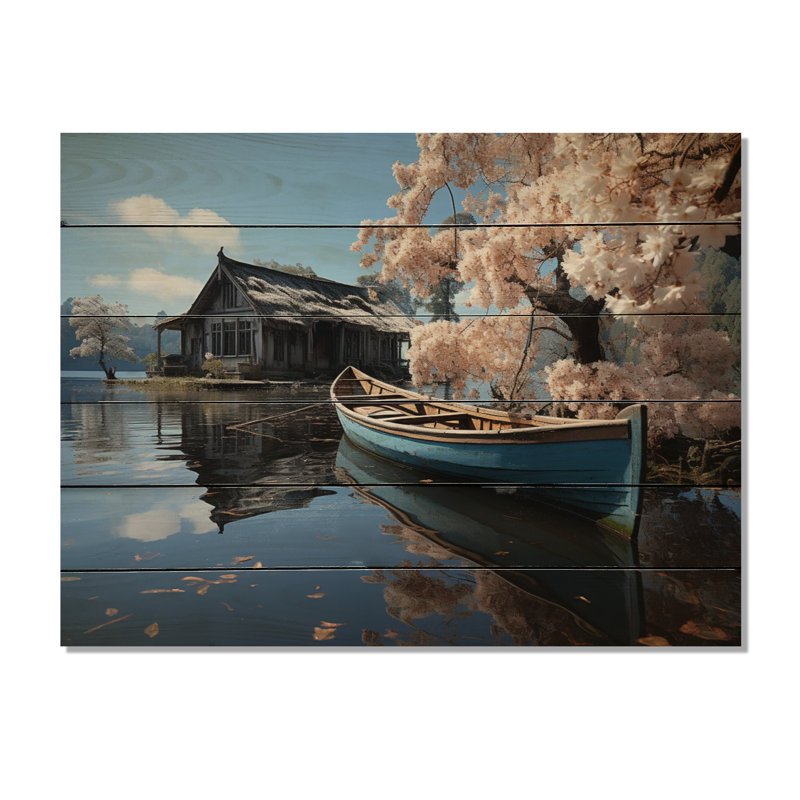 Lakehouse Lakeside Tranquility sur impression sur bois, H 10 po x l 20 po x P 0,78 po