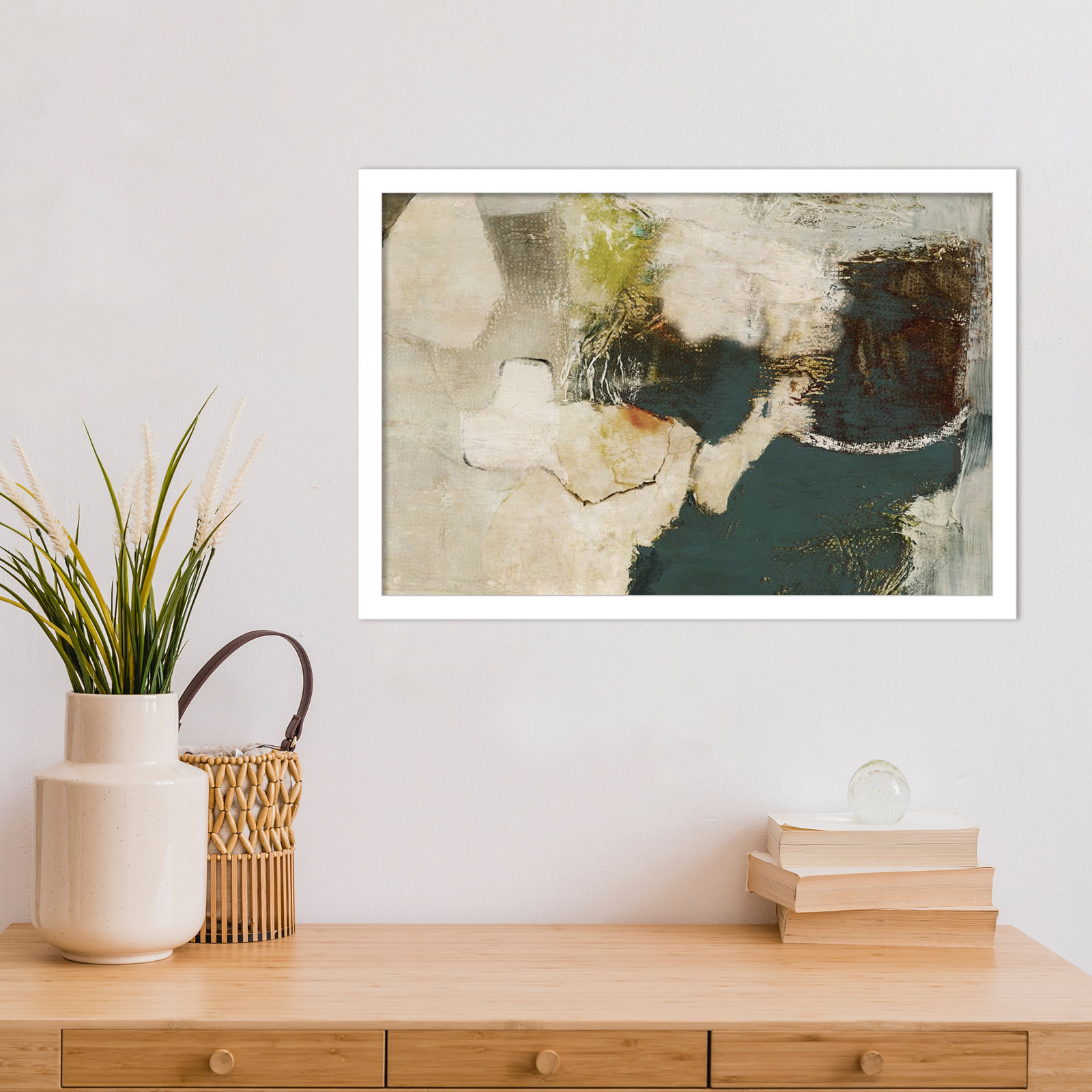 Obscured in Blue Print by PI Studio, White, 15" H x 21" W