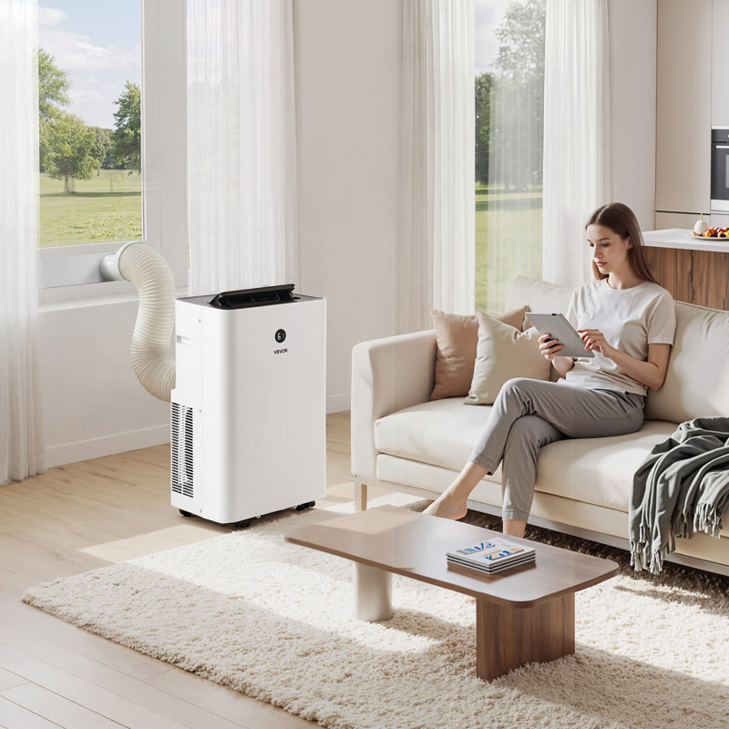 Climatiseur portatif, climatiseur autoportant 4 en 1 ASHRAE (8150 BTU SACC) 12 000 BTU, écran tactile DEL et télécommande, minuterie 24 heures, refroidissement, déshumidificateur, ventilateur, mode veille pour la pièce intérieure