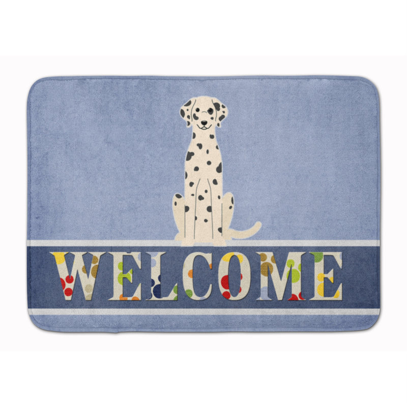Tapis pour salle de bain en mousse à mémoire dalmatien welcome