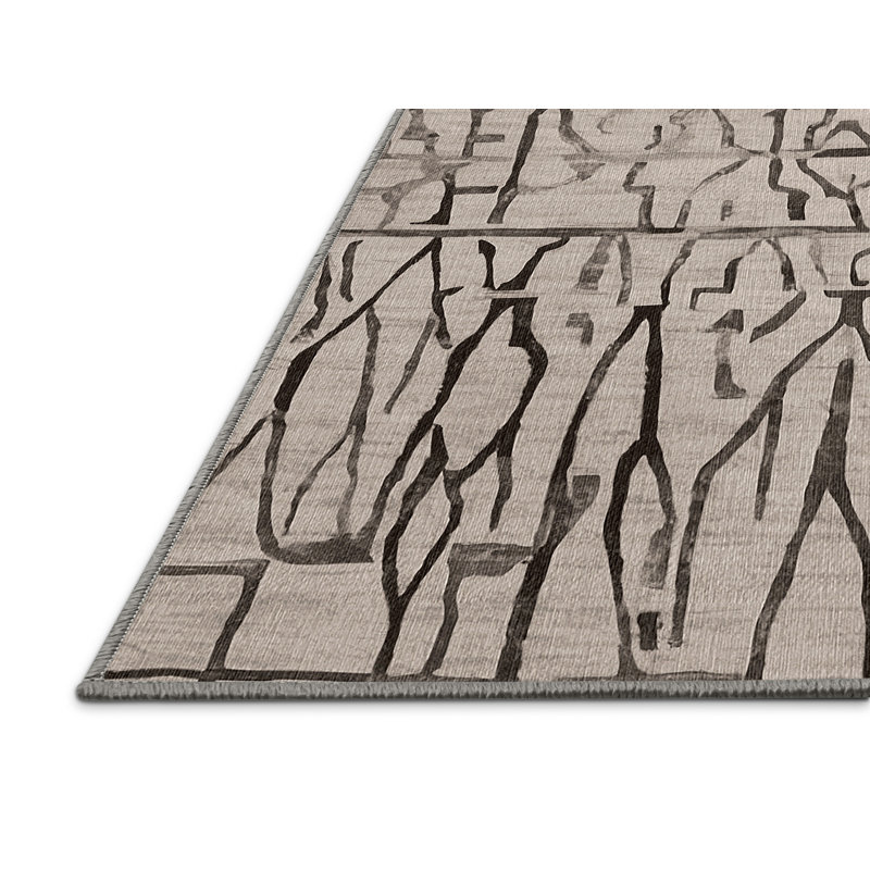 Machine Washable Gray Area Rug, Square 6'
