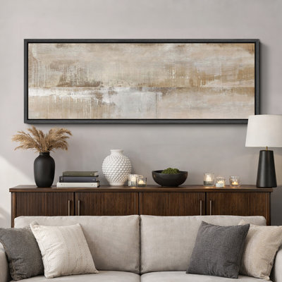 Abstract Neutral Green Tan Brown Home Decor Extra Large Pictures Framed Canvas Print Wall Art