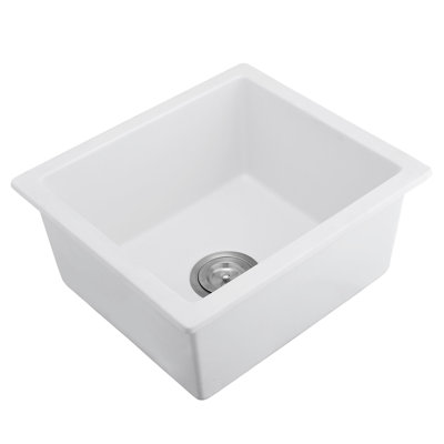 Heat Quartz Undermount Sink - 18"X16" Stain & Superior Quality With Strainer And Grid White 18" Length X 16" Width Hygienic For Clean Kitchen