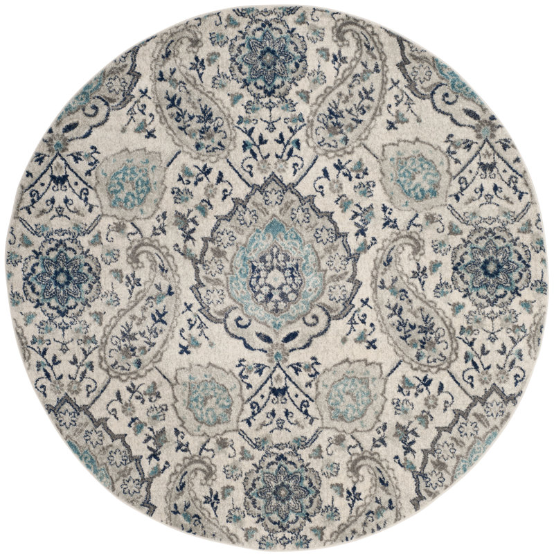 Jaelynn Cream/Light Grey Area Rug, Round 201 cm