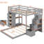 Lit superposé simple au-dessus d'un lit double avec tablettes, gris et polyvalent Maximisez vos tiroirs et vos escaliers