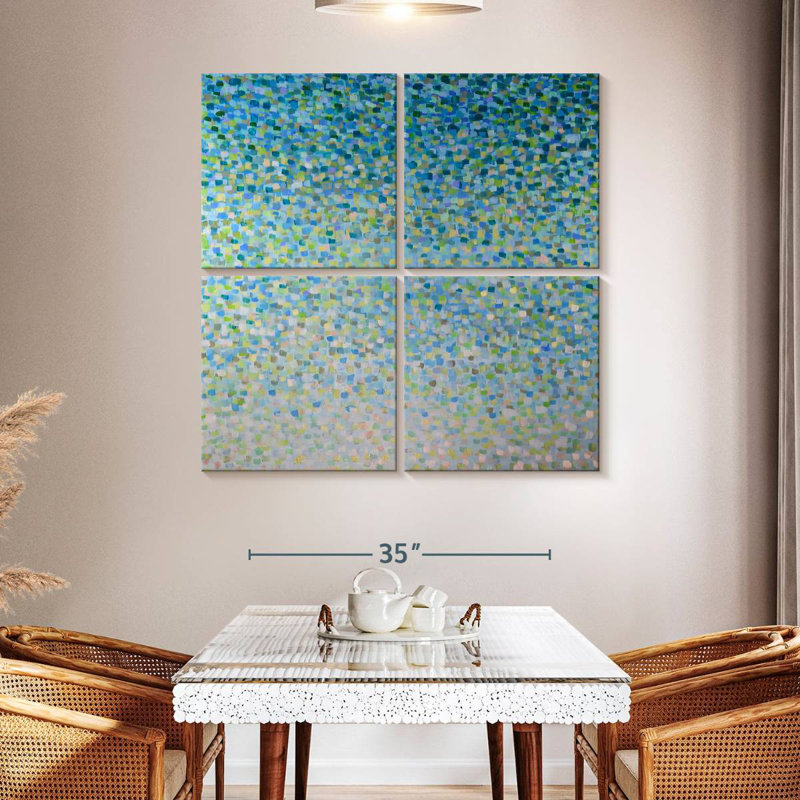 Verre bleu de mer, H 45 po x l 45 po
