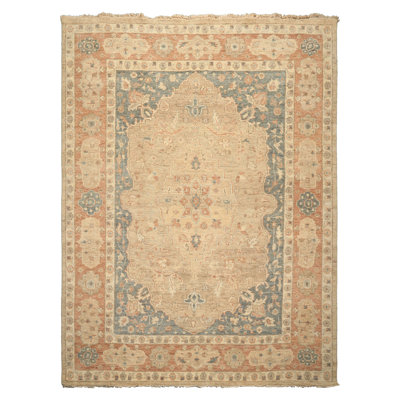 9x12 Hand Knotted Wool Beige Oushak Arts & Crafts Rug