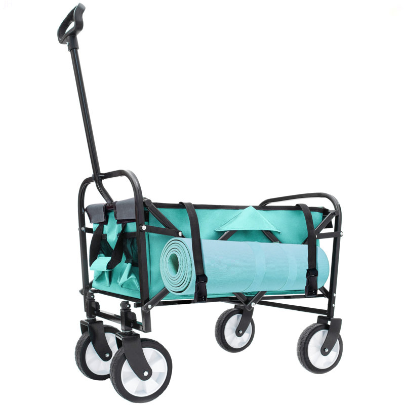 Chariot pliable à roulettes pliable avec roues, Vert, 37.4" H x 26" W x 17.3" D