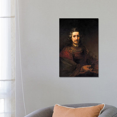 Man With A Magnifying Glass, C by Rembrandt Van Rijn - Wrapped Canvas Painting