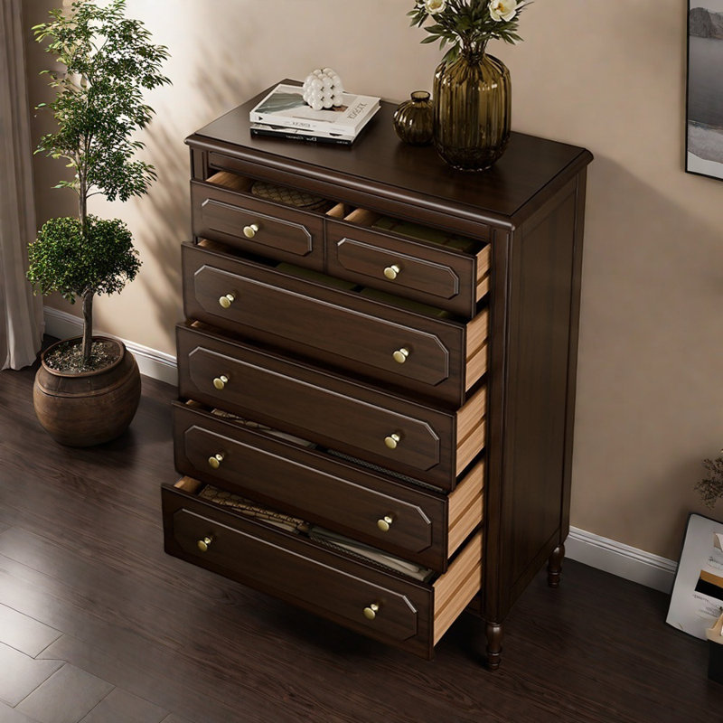 Commode décorative moderne en bois à six tiroirs