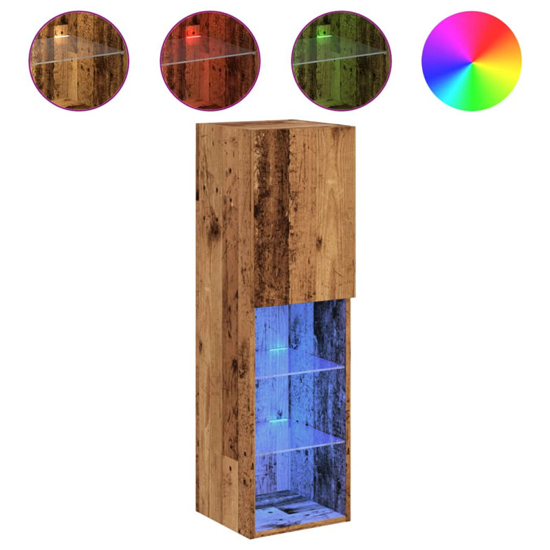 Dafi Unfinished TV Stand for TVs up to 24", Old Wood, 30.5 x 30 x 102 cm, 2