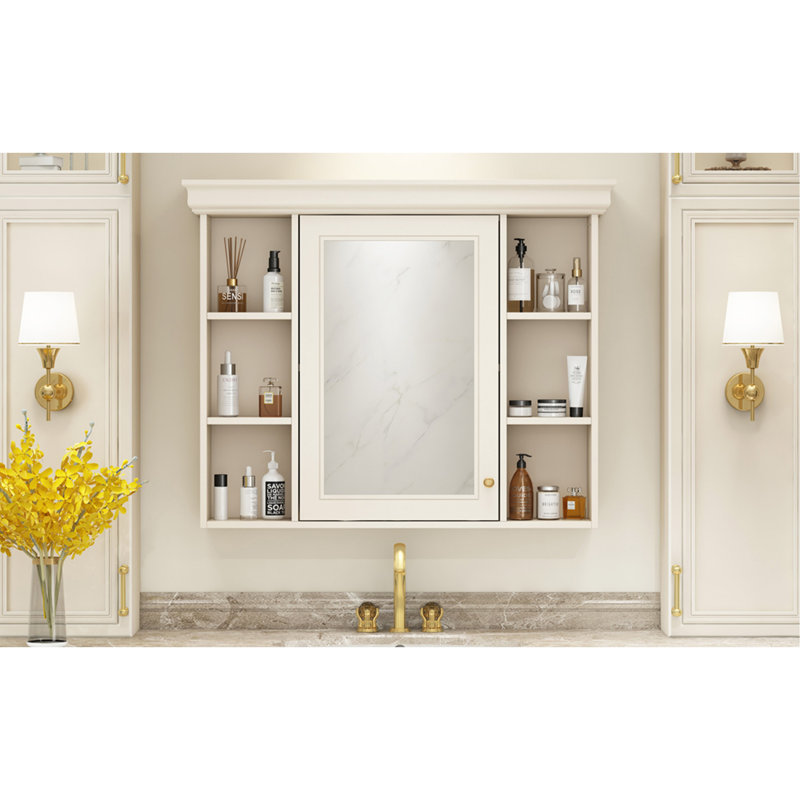 Bathroom Storage Cabinet, 28.74" H x 35.5" W x 7.16" D, Beige