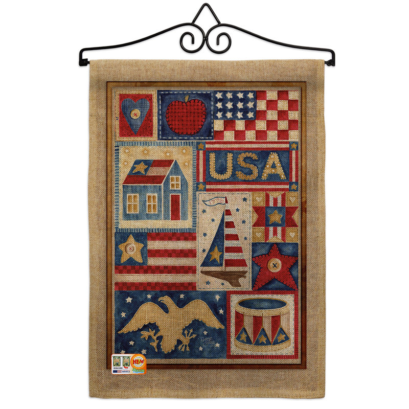 Patriotique en polyester à 2 côtés 19 x 13 po usa collage american ensemble de drapeau