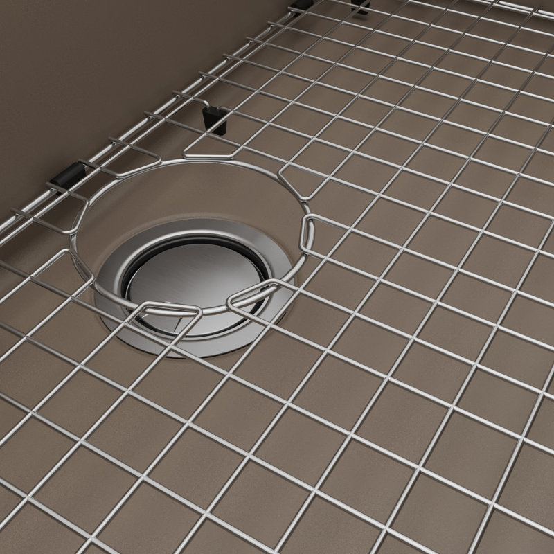 Évier de cuisine à simple cuve à montage sur plan 33 po x 22 po Karran Quartz, Béton