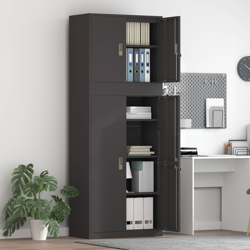 Storage Cabinet Steel Lockable, Black